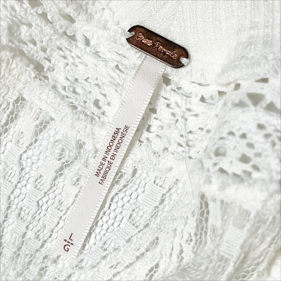 Free People Spring Valley Thermal Top Large Ivory flowy lace lightweight boho - Picture 6 of 10